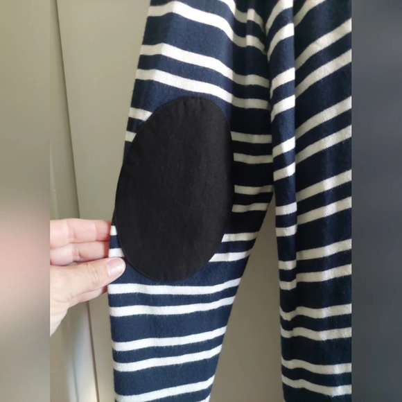 Market & Spruce Navy & White Soft Knit Striped  sweater Nautical Classic Casual - Picture 5 of 7